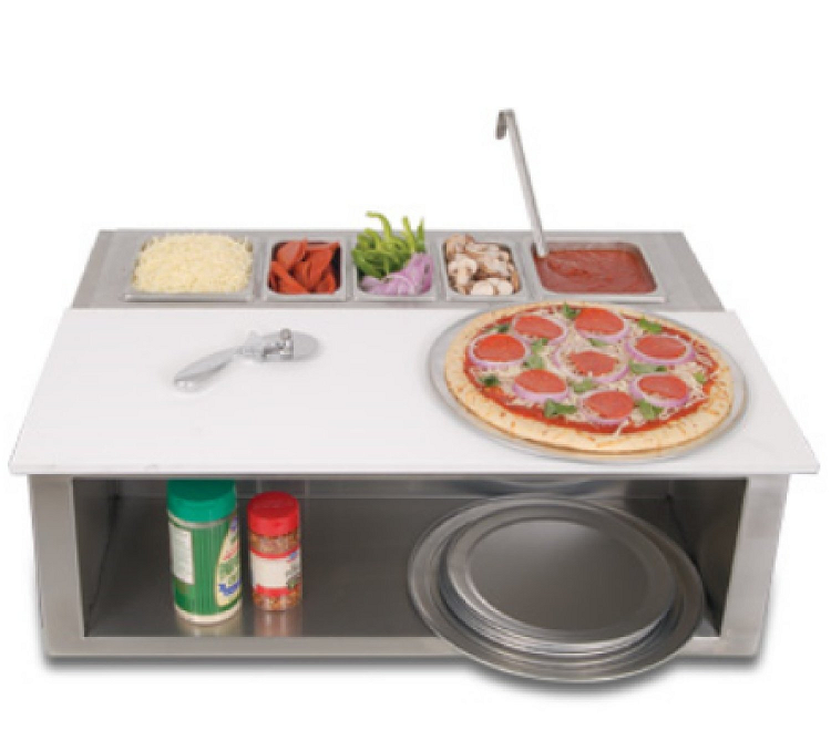 Alfresco Pizza Prep and Garnish Rail with Food Pans – BBQ Island