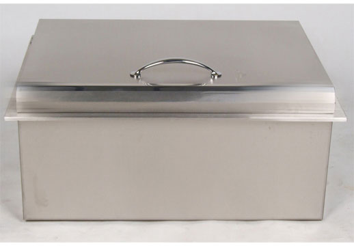 Sunstone 28-Inch Drop-In Ice Bin Cooler with Stainless Lid & Dual Dividers