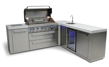 Mont Alpi 6 Burner Island with Bev Center 90-Degree Corner