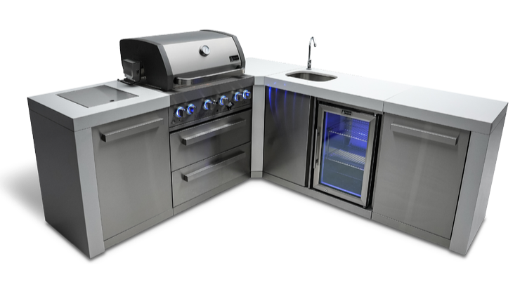 Mont Alpi 4 Burner Island with Bev Center 90-Degree Corner