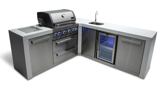 Mont Alpi 4 Burner Deluxe Island with Bev Center 90-Degree Corner