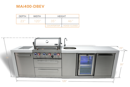 Mont Alpi 4 Burner Deluxe Island with Bev Center