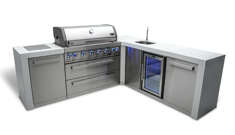 Mont Alpi 6 Burner Deluxe Island with Bev Center 90-Degree Corner