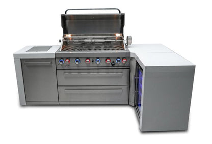 Mont Alpi 6 Burner Deluxe Island with Fridge 90-Degree Corner