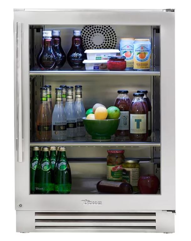 True 24 Inch 5.6 Cu. Ft. Glass Door Outdoor Refrigerator - Right Hinge