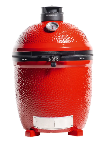 Kamado Joe Classic Joe III stand-alone model – featuring the signature red ceramic body, stainless steel latch, Air Lift hinge, Kontrol Tower top vent, and sturdy ceramic base, designed for built-in outdoor kitchens or custom grill setups